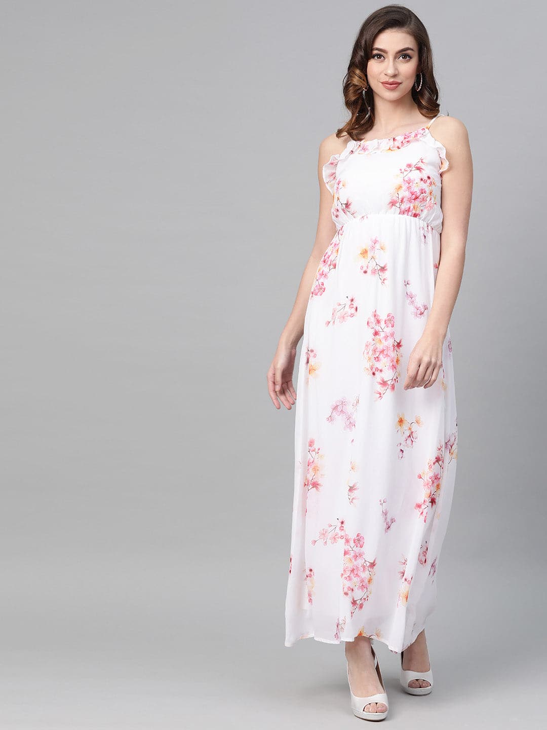 Buy Women Off-White Floral Strappy Maxi Dress Online At Best Price -  Sassafras.in